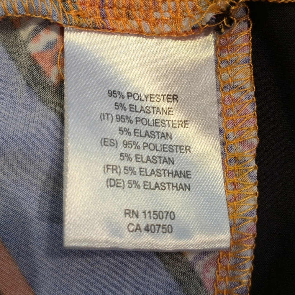 Nina Leonard XL Sleeveless Geometric Print Tank Top Blue Orange Matte Jersey EUC - Picture 9 of 10